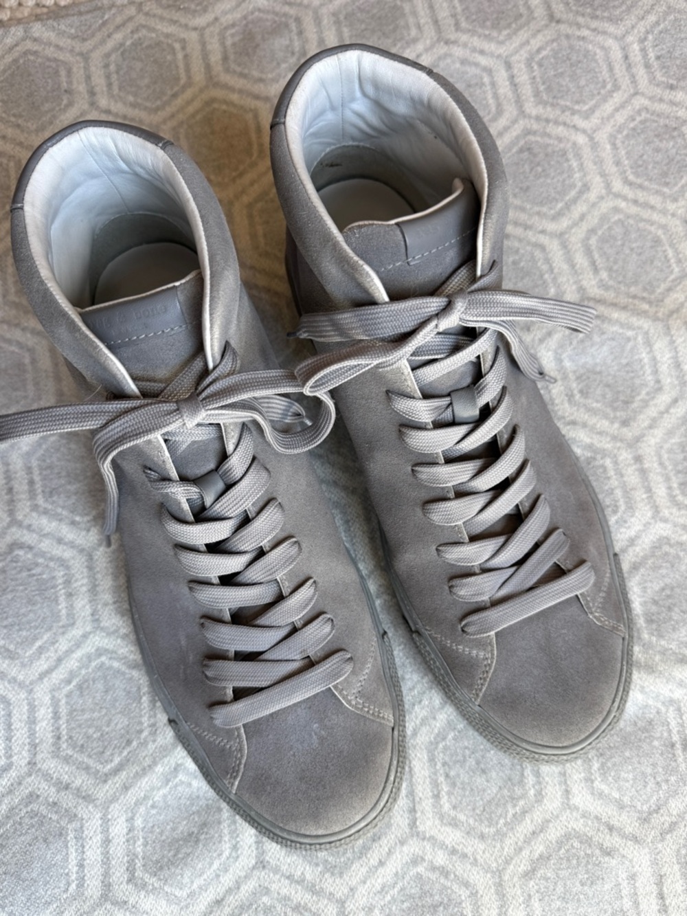 Rag & Bone RB1 High Top Sneakers Suede Haze Gray EU 44.5 US 11.5 Men’s Lace-Up - Picture 2 of 15